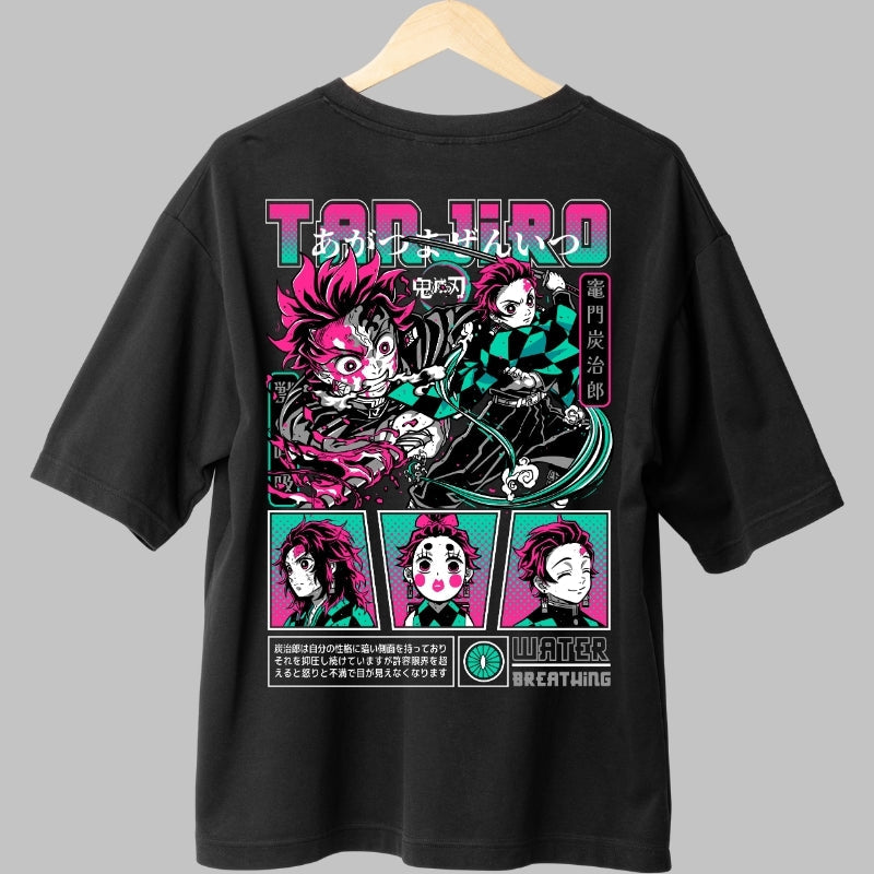 Tricou Anime Demon Slayer - Tanjiro Water Form Spate