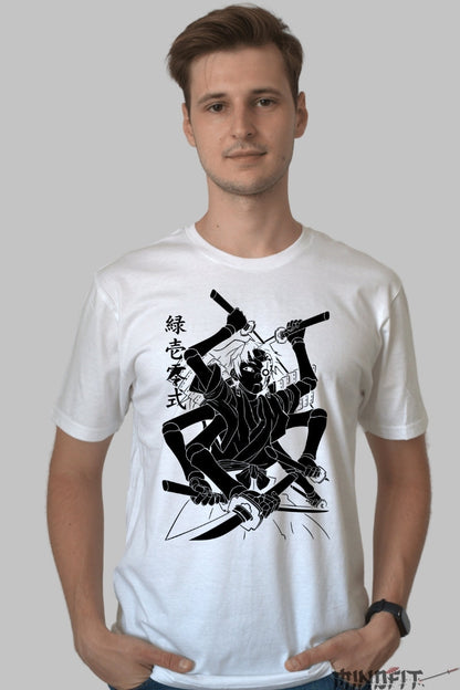 Tricou Anime Demon Slayer - Tehnica Sabiei Multiple barbat alb