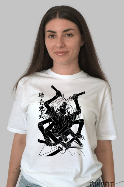 Tricou Anime Demon Slayer - Tehnica Sabiei Multiple dama alb