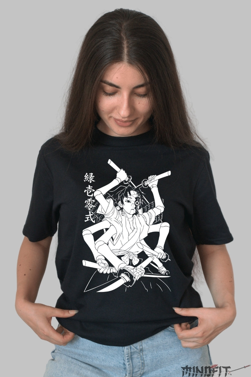 Tricou Anime Demon Slayer - Tehnica Sabiei Multiple dama negru