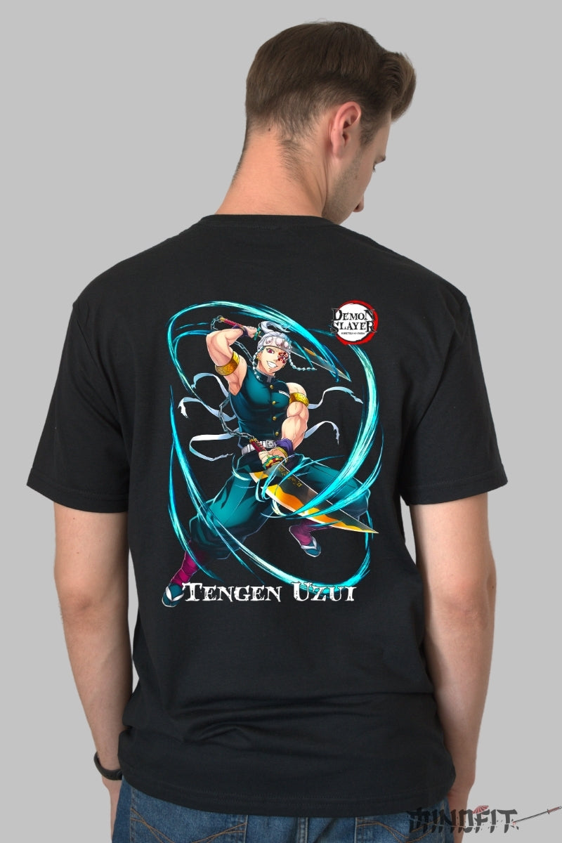 Tricou Anime Demon Slayer - Tengen Uzui Epic Barbat Negru