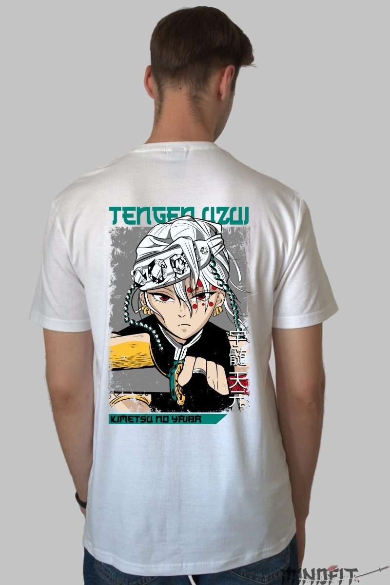 Tricou Anime Demon Slayer - Tengen Uzui Epic Barbat Alb