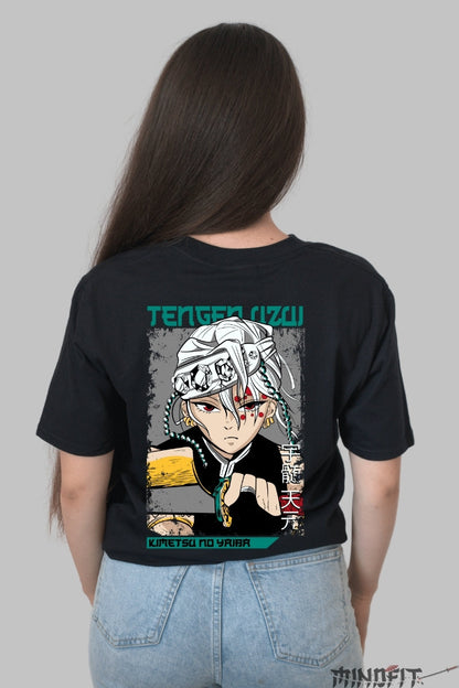 Tricou Anime Demon Slayer - Tengen Uzui Epic Dama Negru