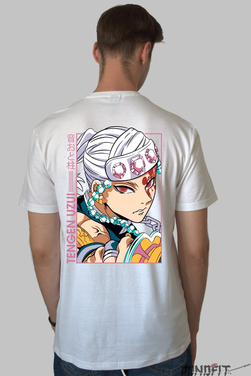 Tricou Anime Demon Slayer - Tengen Uzui Flash Barbat Alb