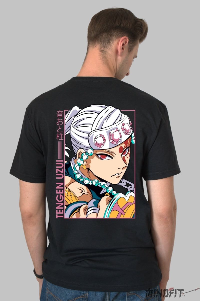 Tricou Anime Demon Slayer - Tengen Uzui Flash Barbat Negru