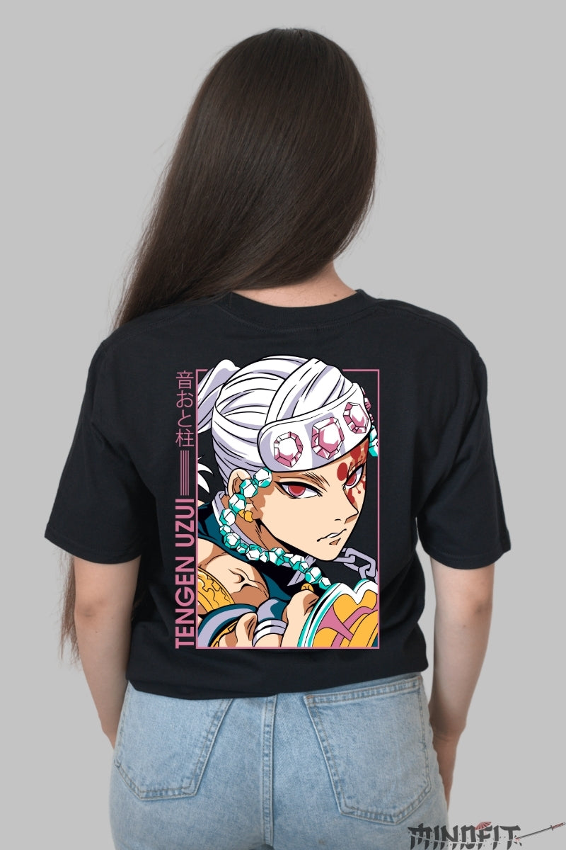 Tricou Anime Demon Slayer - Tengen Uzui Flash Dama Negru