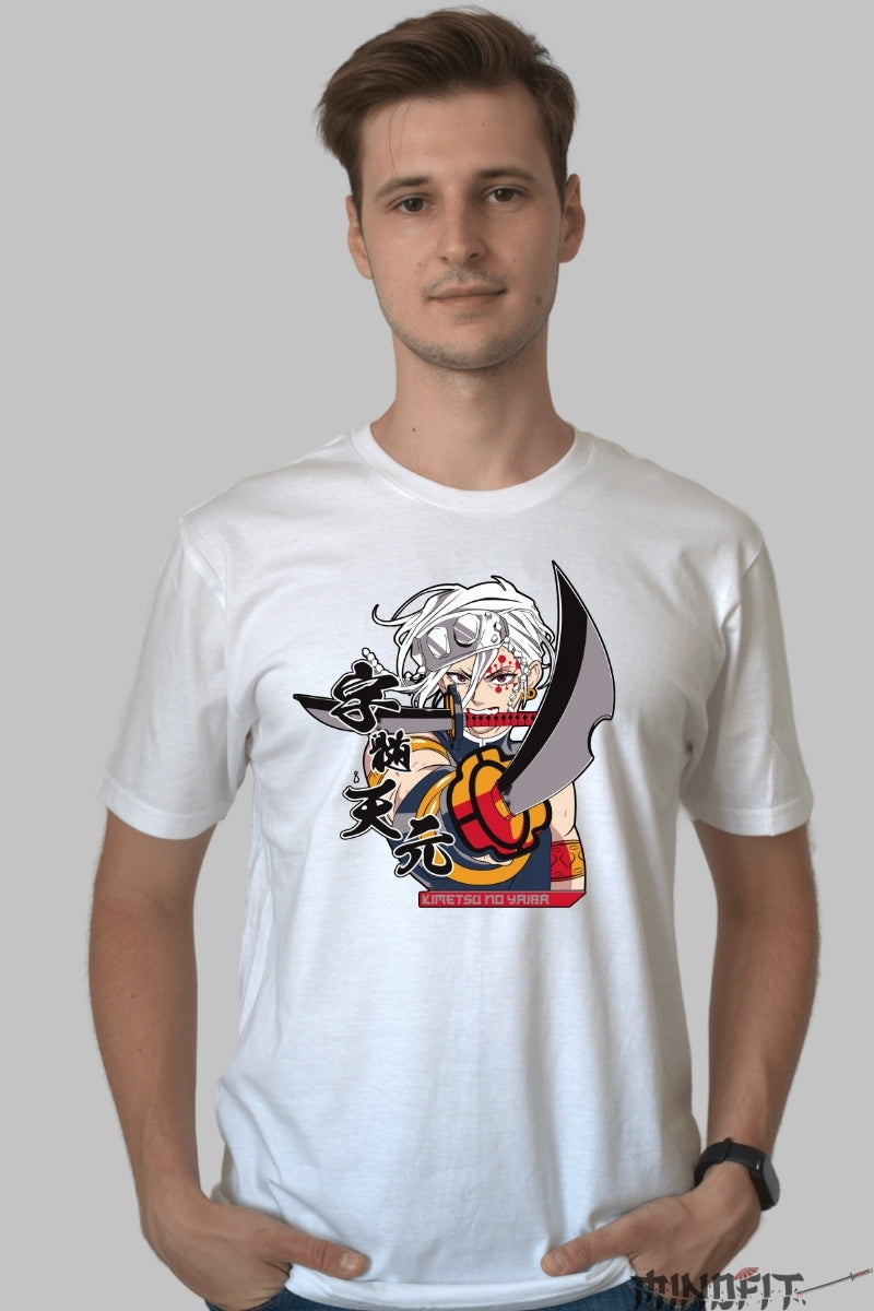 Tricou Anime Demon Slayer - Tengen Uzui Sound Hashira barbat alb
