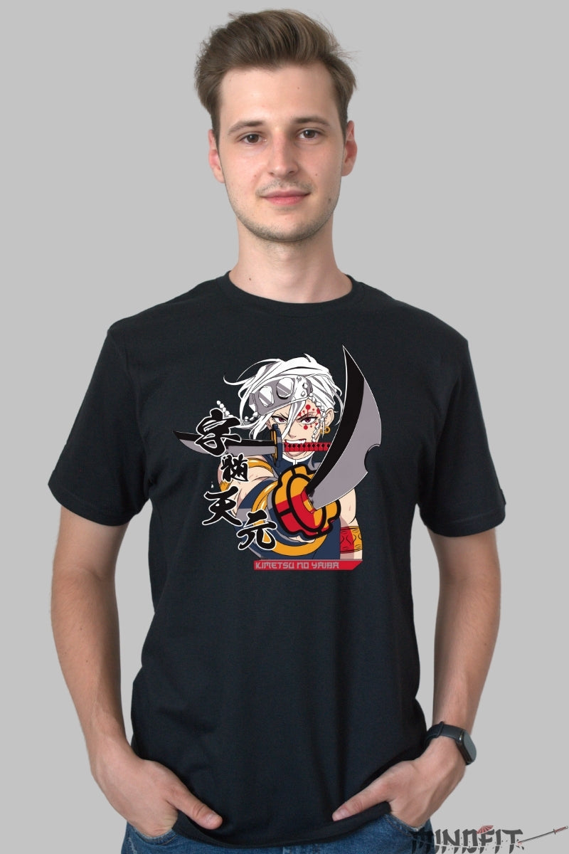 Tricou Anime Demon Slayer - Tengen Uzui Sound Hashira barbat negru