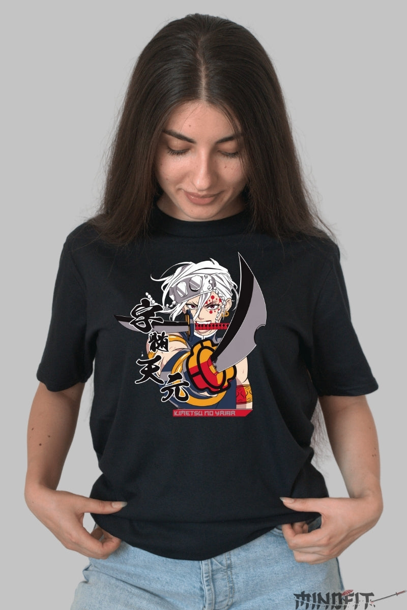 Tricou Anime Demon Slayer - Tengen Uzui Sound Hashira dama negru