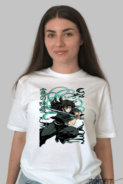 Tricou Anime Demon Slayer - Tokito Mist Breathing Style dama alb