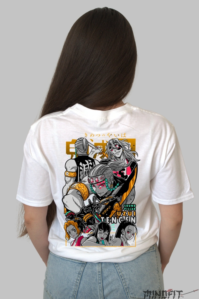 Tricou Anime Demon Slayer - Uzui Tengen Stralucitor Dama alb