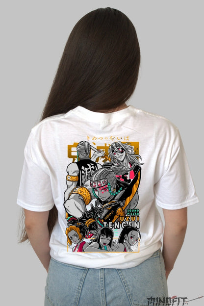 Tricou Anime Demon Slayer - Uzui Tengen Stralucitor Dama alb