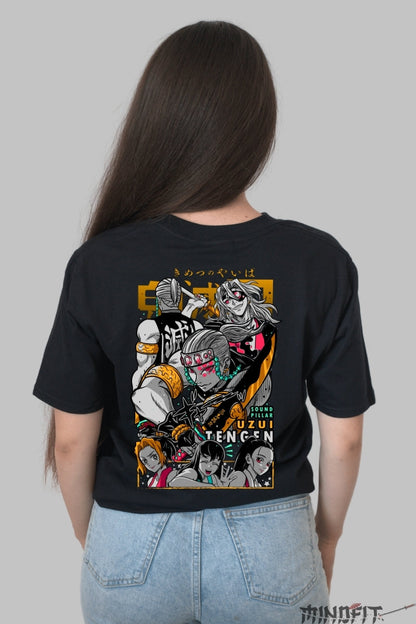 Tricou Anime Demon Slayer - Uzui Tengen Stralucitor Dama Negru