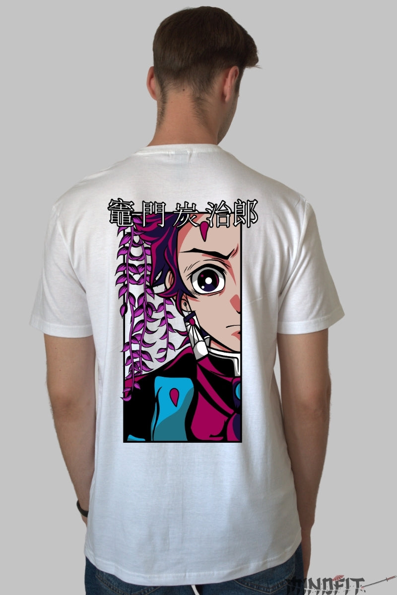Tricou Anime Demon Slayer - Vraja Florii Wisteria Barbat Alb