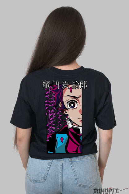 Tricou Anime Demon Slayer - Vraja Florii Wisteria Dama Negru