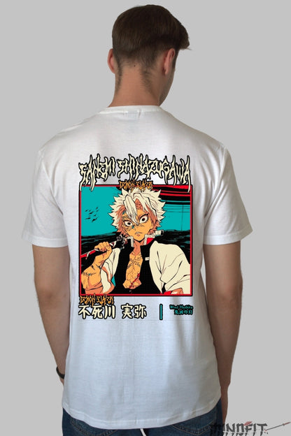 Tricou Anime Demon Slayer - Wind Hashira Fury Barbat Alb