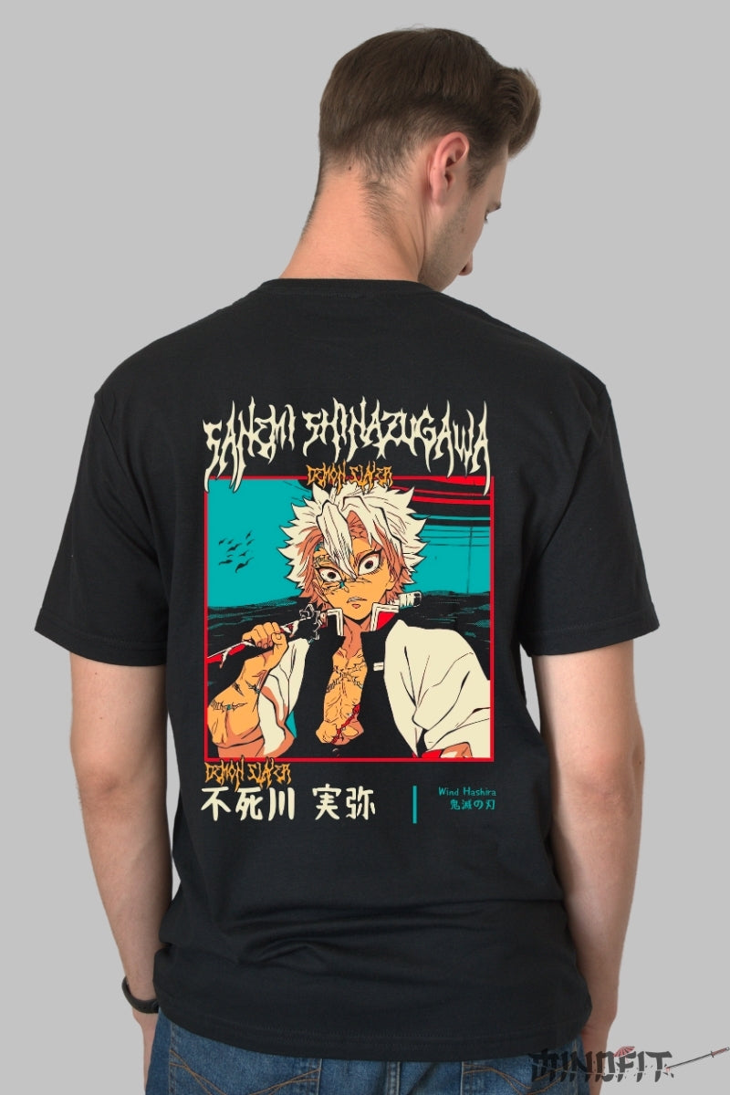 Tricou Anime Demon Slayer - Wind Hashira Fury Barbat Negru