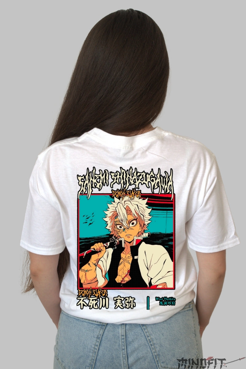 Tricou Anime Demon Slayer - Wind Hashira Fury Dama alb