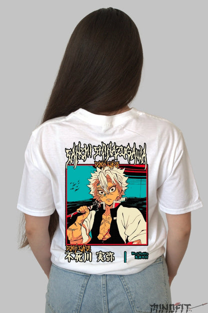 Tricou Anime Demon Slayer - Wind Hashira Fury Dama alb