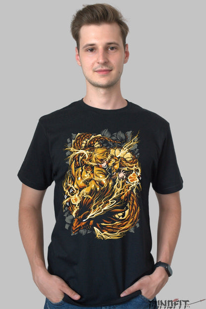 Tricou Anime Demon Slayer - Zenitsu Fulgerul Dragonului Barbat Negru