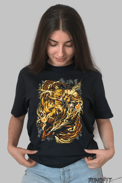 Tricou Anime Demon Slayer - Zenitsu Fulgerul Dragonului Dama Negru