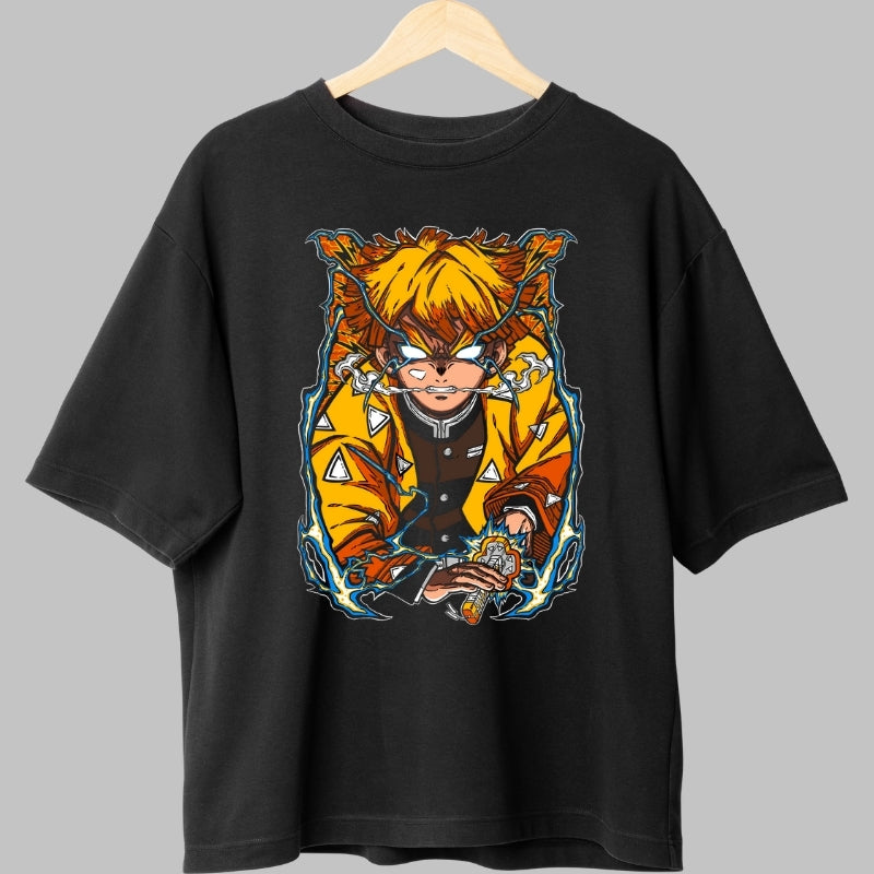Tricou Anime Demon Slayer - Zenitsu Thunder Awakening fata