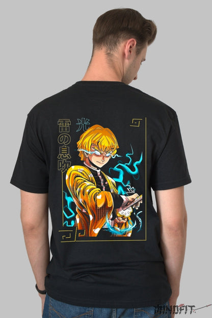 Tricou Anime Demon Slayer - Zenitsu Thunder Fade Barbat Negru