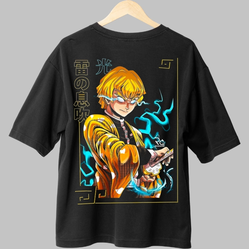 Tricou Anime Demon Slayer - Zenitsu Thunder Fade Spate