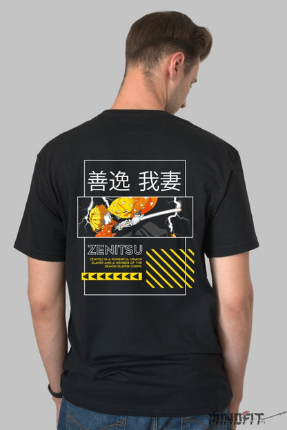 Tricou Anime Demon Slayer - Zenitsu Thunder Form Barbat Negru