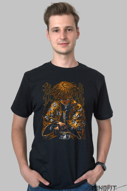 Tricou Anime Demon Slayer - Zenitsu Thunder Rage barbat negru