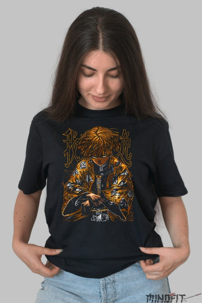 Tricou Anime Demon Slayer - Zenitsu Thunder Rage dama negru