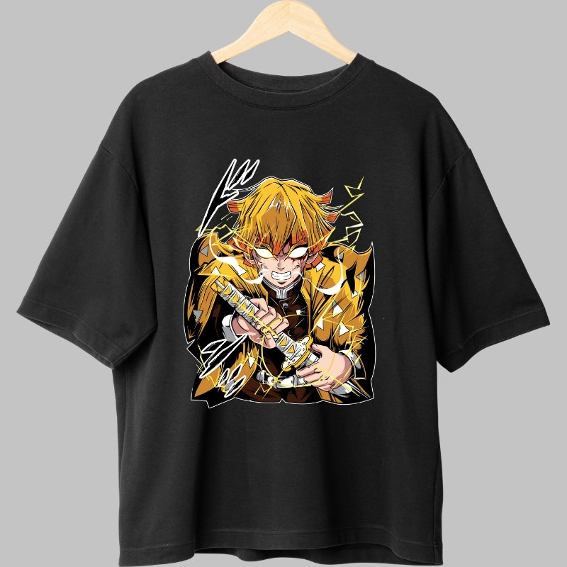 Tricou Anime Demon Slayer - Zenitsu Thunder Rage fata