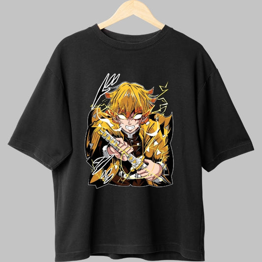 Tricou Anime Demon Slayer - Zenitsu Thunder Rage fata