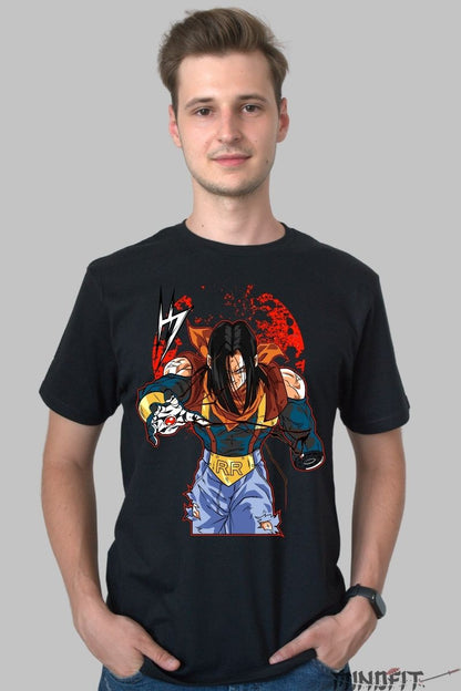Tricou Anime Dragon Ball – Android 17 Red Ribbon barbat negru