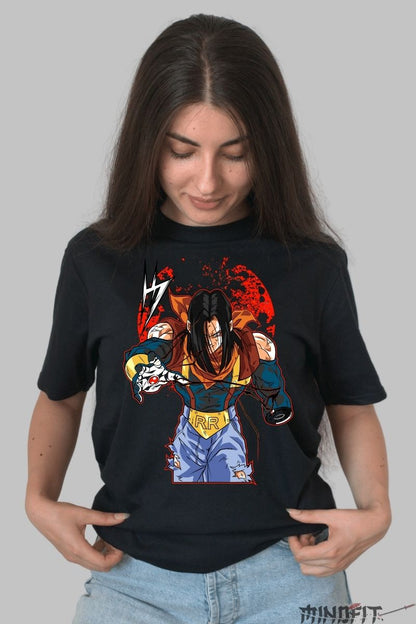 Tricou Anime Dragon Ball – Android 17 Red Ribbon dama negru