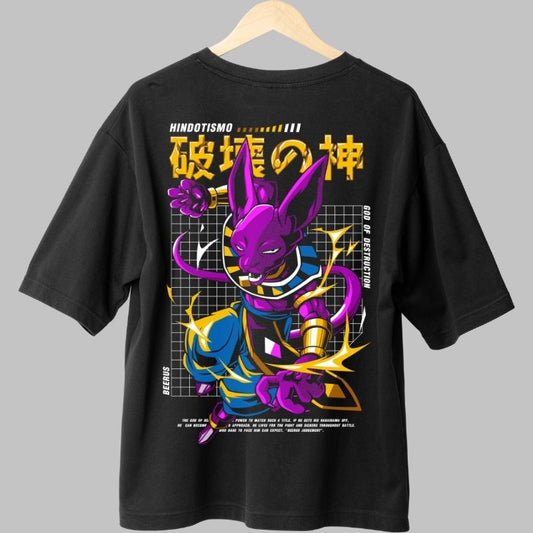 Tricou Anime Dragon Ball – Beerus God of Destruction negru fata