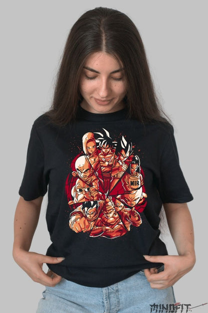 Tricou Anime Dragon Ball – Echipa Z in Actiune dama negru
