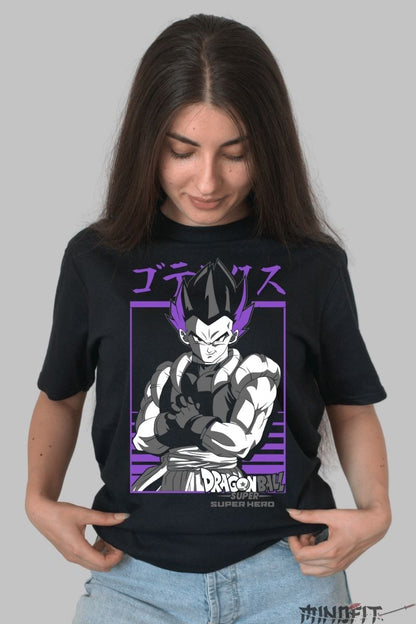 Tricou Anime Dragon Ball – Gogeta Purple Hero Mode dama negru