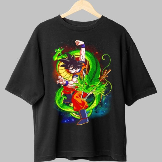 Tricou Anime Dragon Ball – Goku & Shenron Cosmic Wish negru