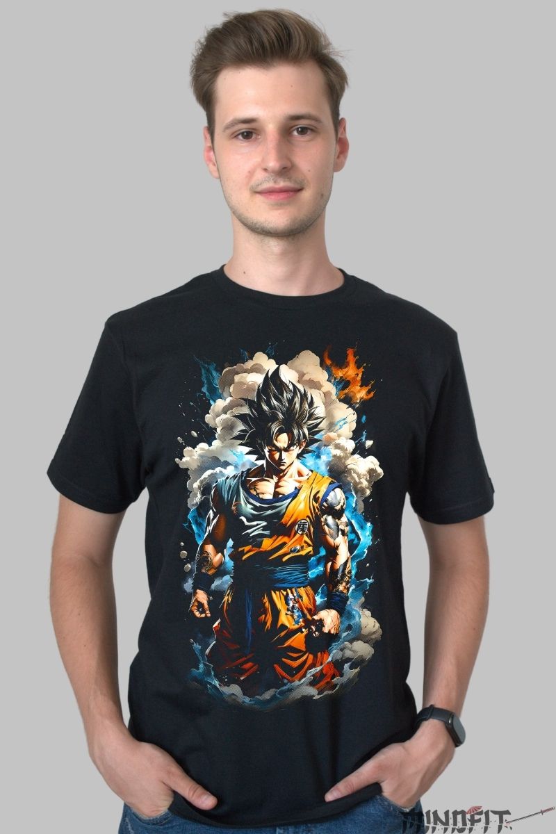 Tricou Anime Dragon Ball -Goku Aura Cinematic barbat negru