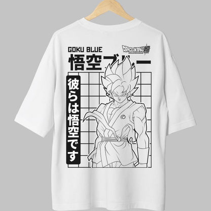 Tricou Anime Dragon Ball – Goku Blue Monocrom alb fata