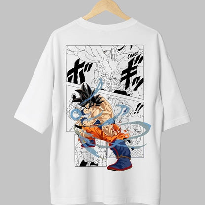 Tricou Anime Dragon Ball – Goku Manga Aura alb fata