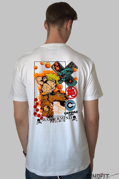 Tricou Anime Dragon Ball – Goku Street Power alb negru spate