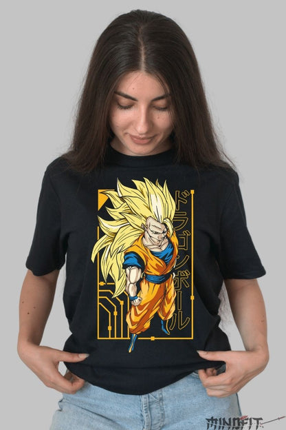 Tricou Anime Dragon Ball – Goku Super Saiyan 3 dama negru