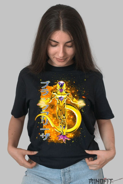 Tricou Anime Dragon Ball – Golden Frieza in Flames dama negru
