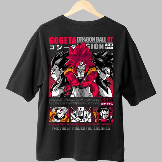 Tricou Anime Dragon Ball GT – Gogeta SSJ4 Fusion Power negru fata
