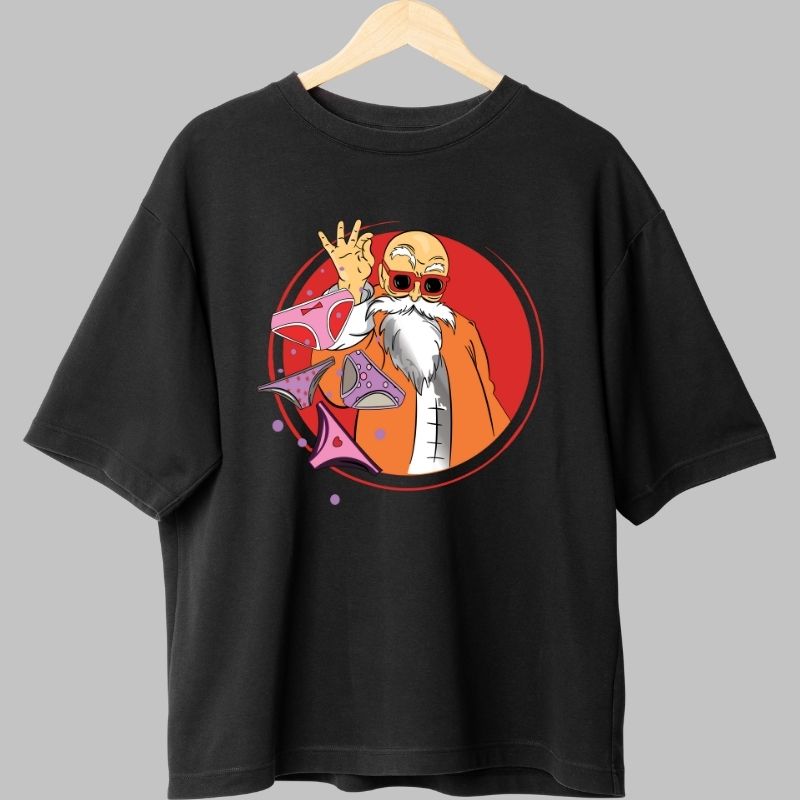 Tricou Anime Dragon Ball – Master Roshi Wild Style negru