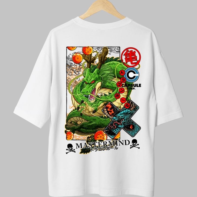 Tricou Anime Dragon Ball -Shenron & Dragon Balls alb fata