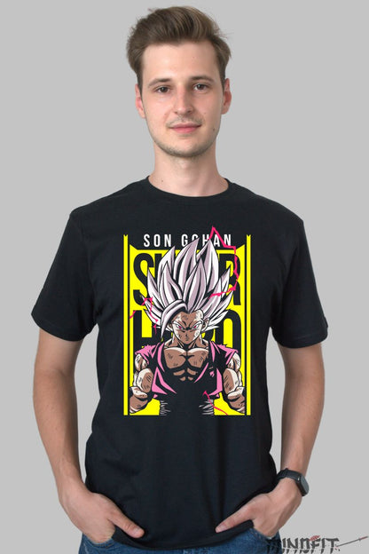 Tricou Anime Dragon Ball Son Gohan Super Hero barbat negru