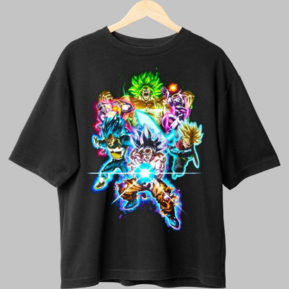 Tricou Anime Dragon Ball Super – Ultra Instinct & Războinici Legendari negru spate